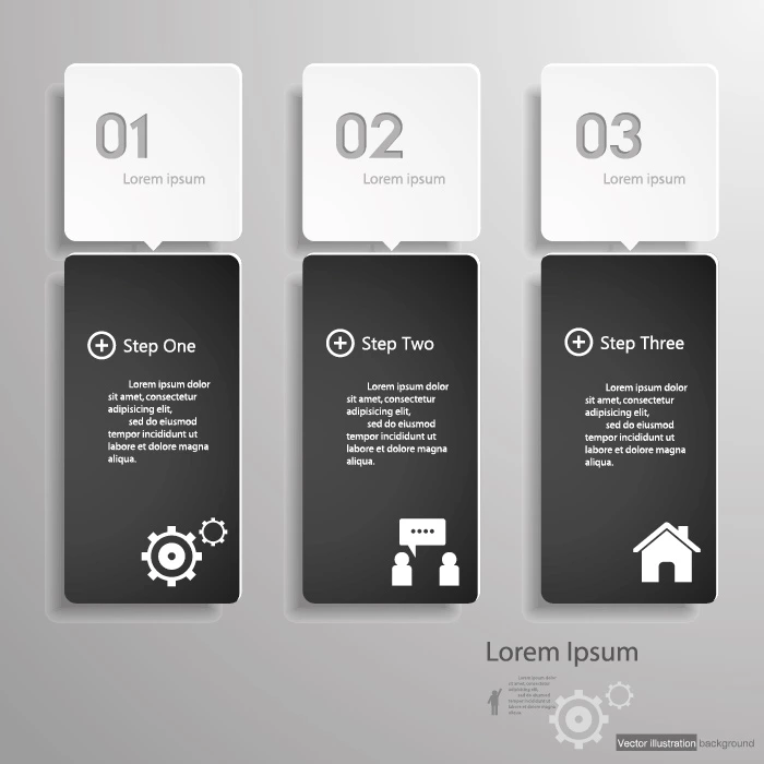 وکتور اینفوگرافیک با سه مرحله مدرن