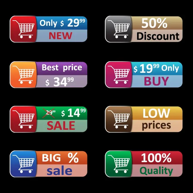 وکتور ست دکمه وب سایت خرید