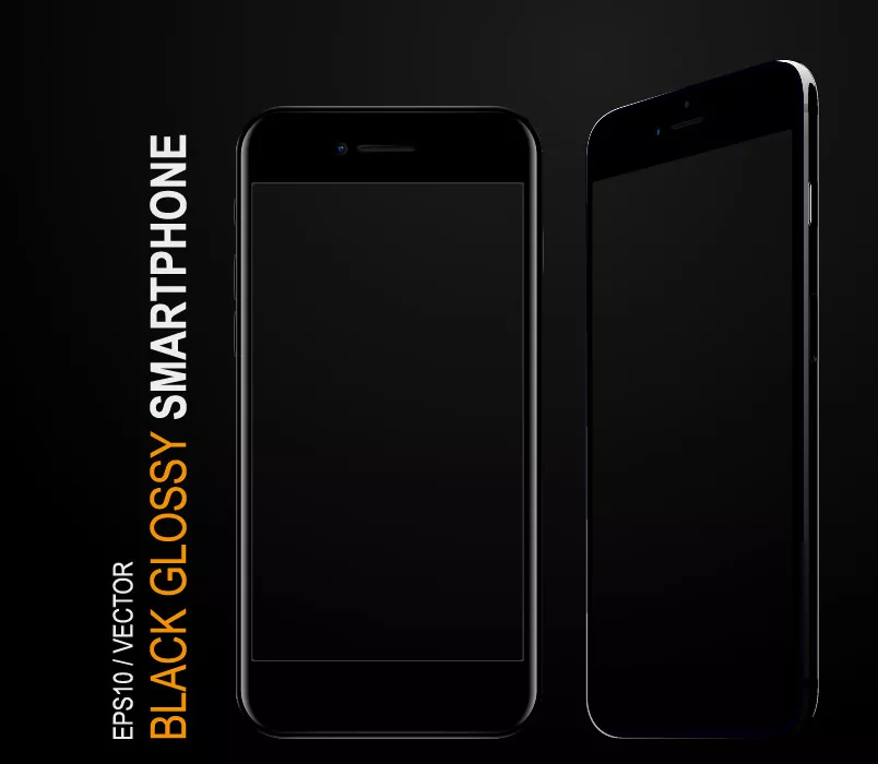 وکتور گوشی موبایل واقع بینانه در زمینه سیاه