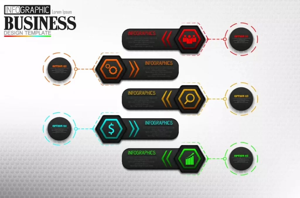 دانلود وکتور اینفوگرافیک با پنج مرحله