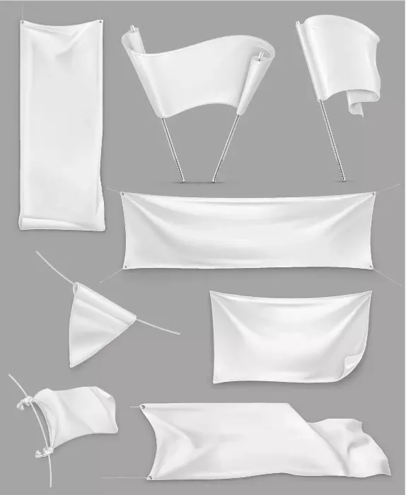 Vector white advertising flags and banners