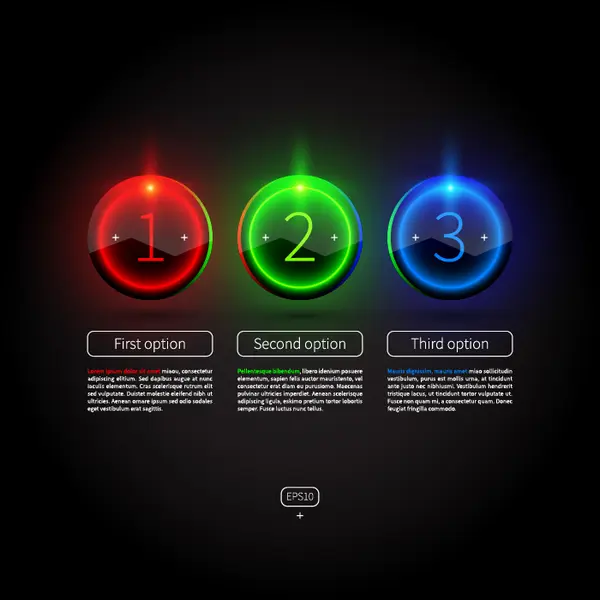 وکتور اینفوگرافیک دایره ای شیشه ای درخشان رنگارنگ