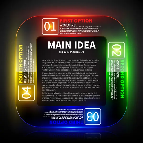 وکتور اینفوگرافیک درخشان هندسی با چهار پله و مرحله