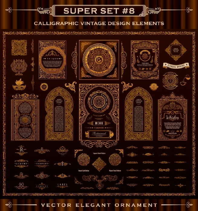 وکتور کلکسیون عناصر طراحی سنتی شماره یک