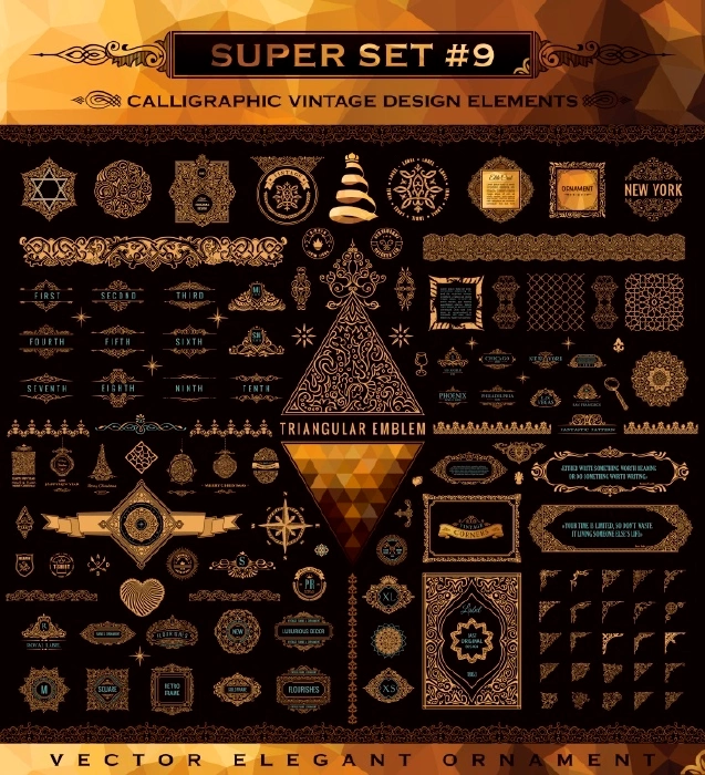 وکتور کلکسیون عناصر طراحی سنتی تزئینی شماره دو