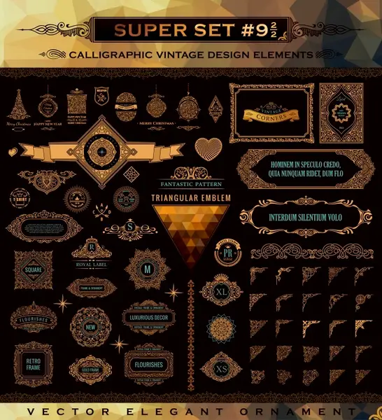 وکتور کلکسیون عناصر طراحی سنتی شماره سه