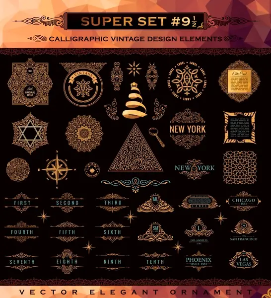 وکتور کلکسیون عناصر طراحی سنتی شماره چهار