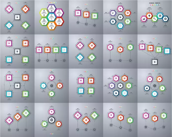 وکتور مجموعه اینفوگرافیک چند ضلعی شماره دو