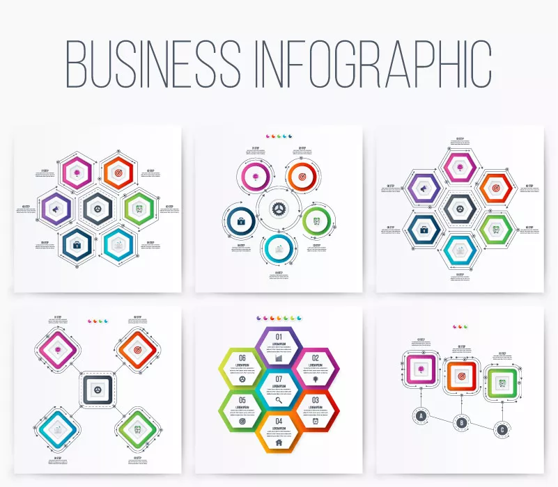 وکتور مجموعه اینفوگرافیک چند ضلعی شماره سه