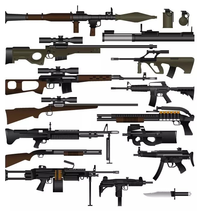 وکتور مجموعه اسلحه و تفنگ خودکار