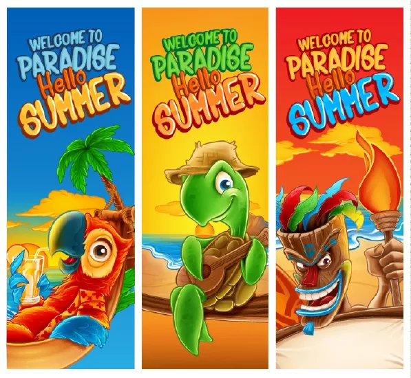 وکتور بنر و هدر تابستان کارتونی شماره دوازده