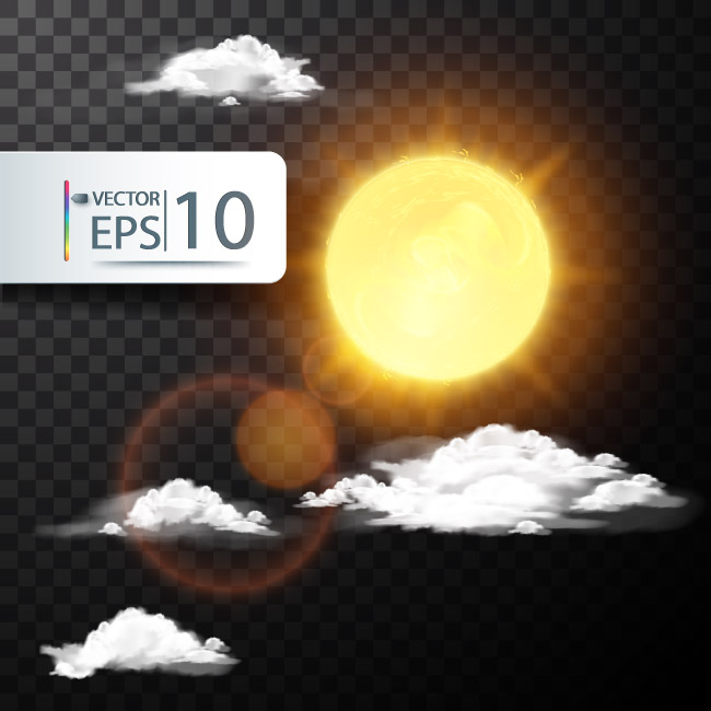 وکتور واقع بینانه خورشید و ابر