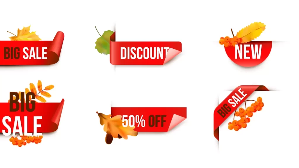 دانلود وکتور ست لیبل های تبلیغاتی فروش به مناسبت پاییز