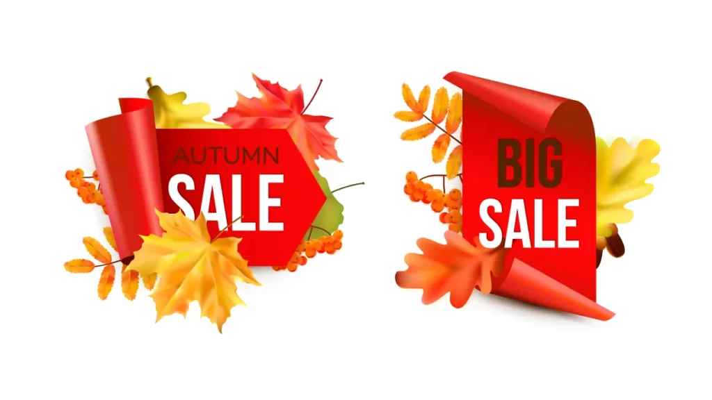 وکتور لیبل های تخفیف و تبلیغاتی فصل پاییز