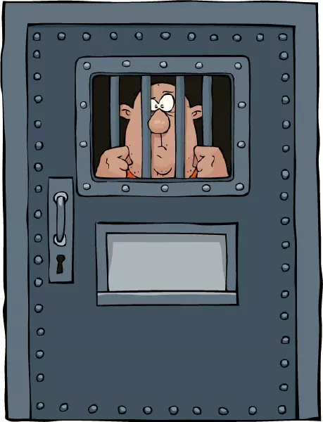 وکتور طراحی کاراکتر کارتونی زندانی در زندان