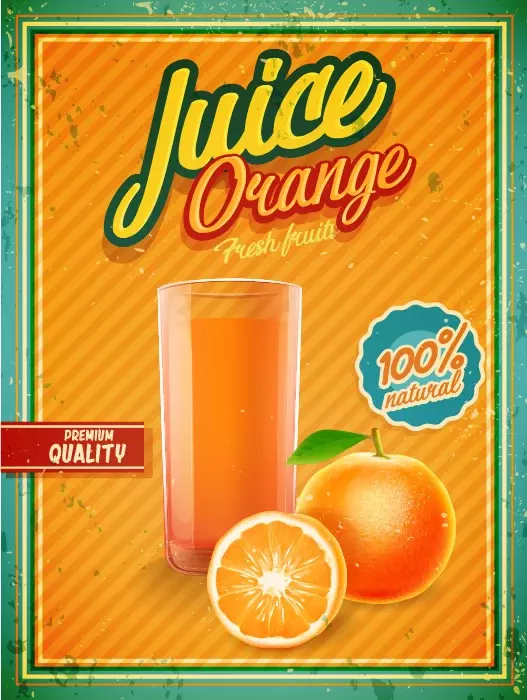دانلود وکتور برچسب نوشیدنی آب پرتقال