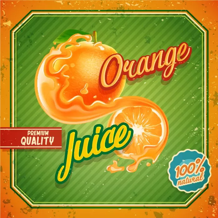 دانلود وکتور برچسب و لیبل آب میوه پرتقال