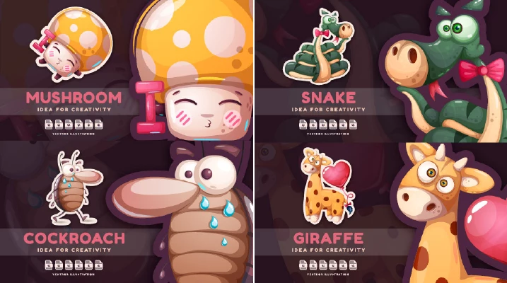 وکتور کارتونی مجموعه شماره یک