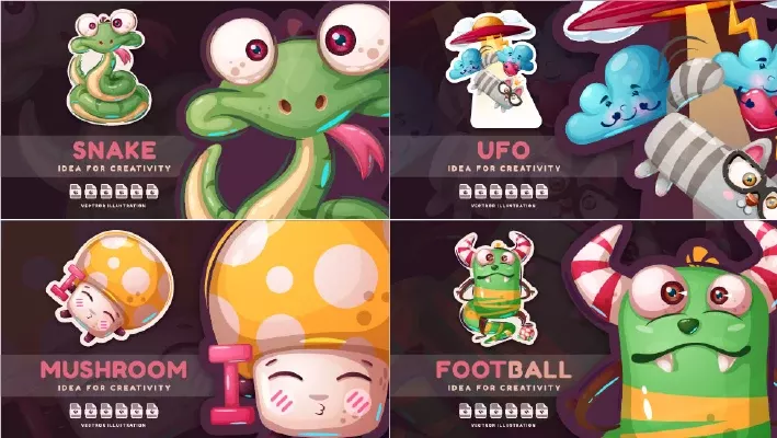 وکتور کارتونی مجموعه شماره سه