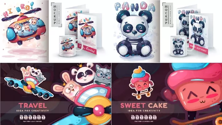 وکتور کارتونی مجموعه شماره چهار