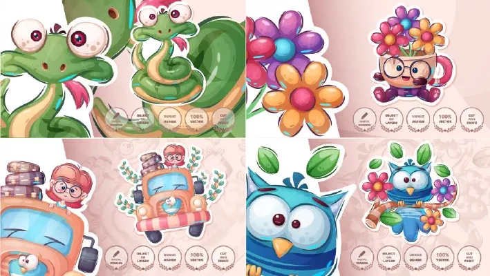 وکتور کارتونی مجموعه شماره شش