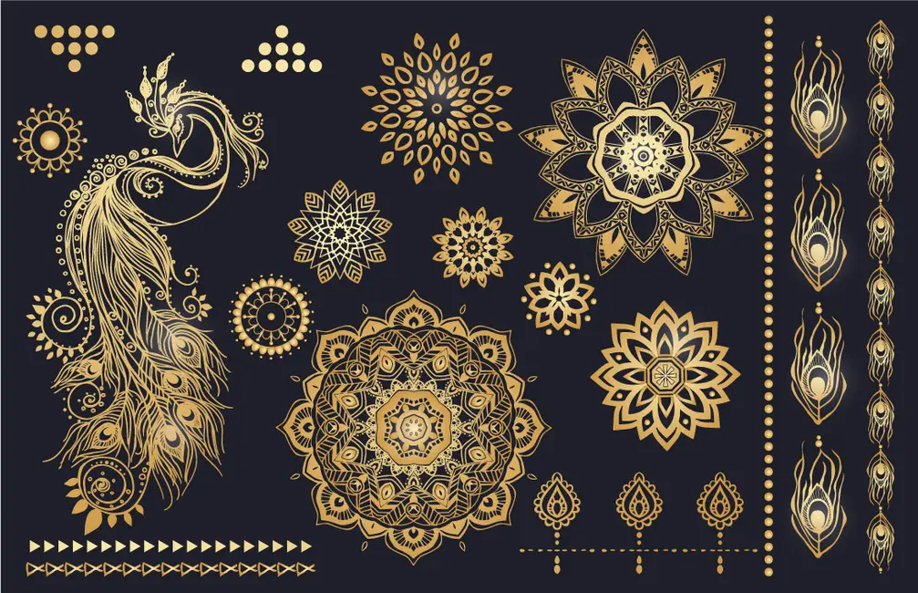 وکتور ست عناصر طراحی طلایی لوکس سنتی