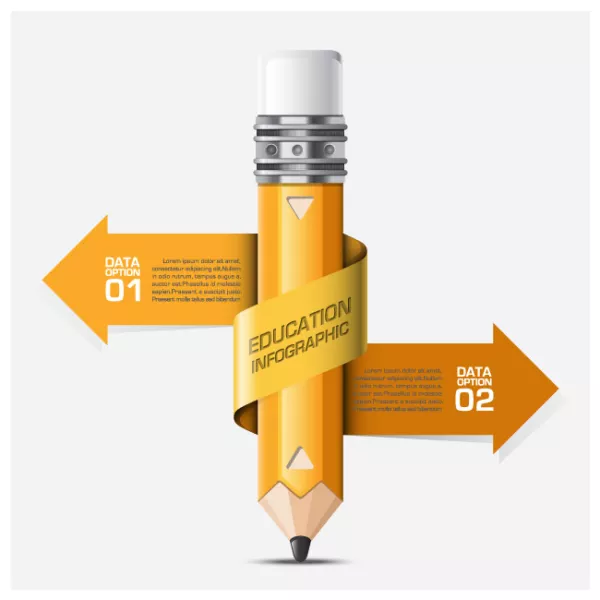 وکتور اینفوگرافیک طرح مداد با دو مرحله