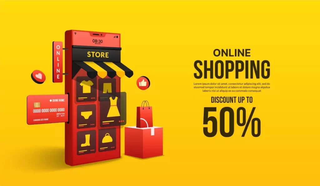 دانلود وکتور سه بعدی فروشگاه آنلاین و تخفیف