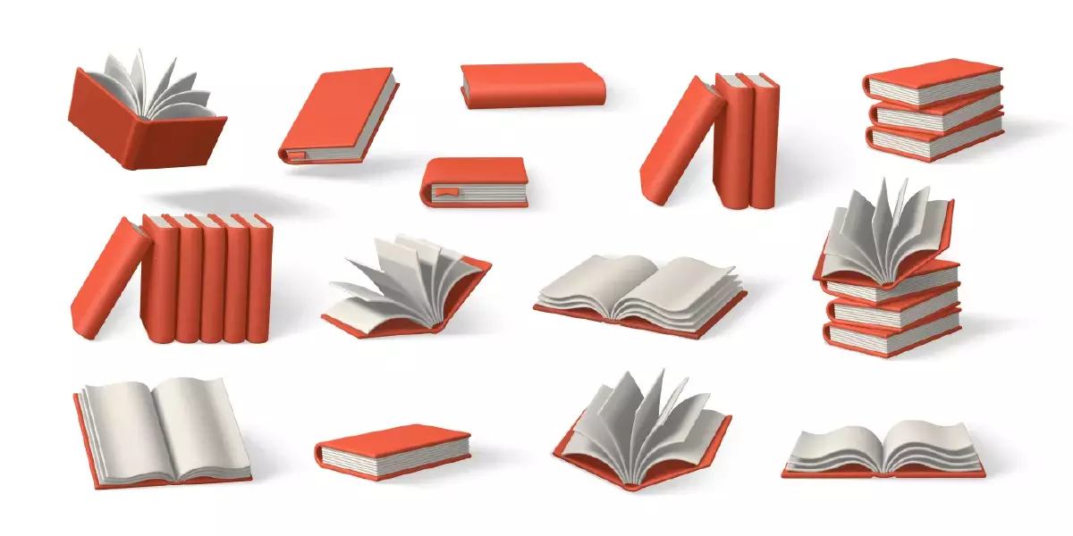 دانلود وکتور طراحی سه بعدی مجموعه دفتر و کتاب