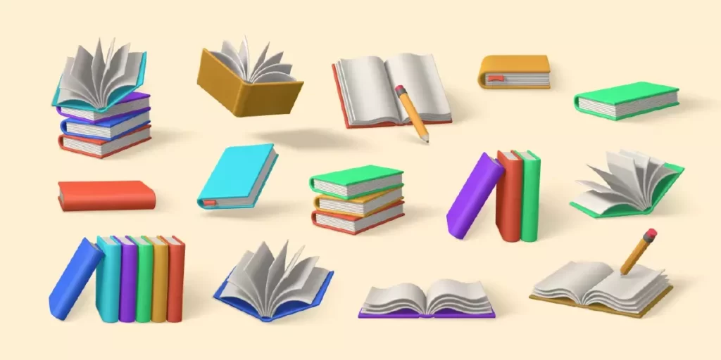 دانلود وکتور مجموعه دفتر و کتاب سه بعدی