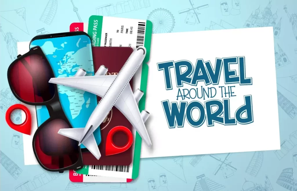 دانلود وکتور طراحی سه بعدی لوازم سفر و مسافرت