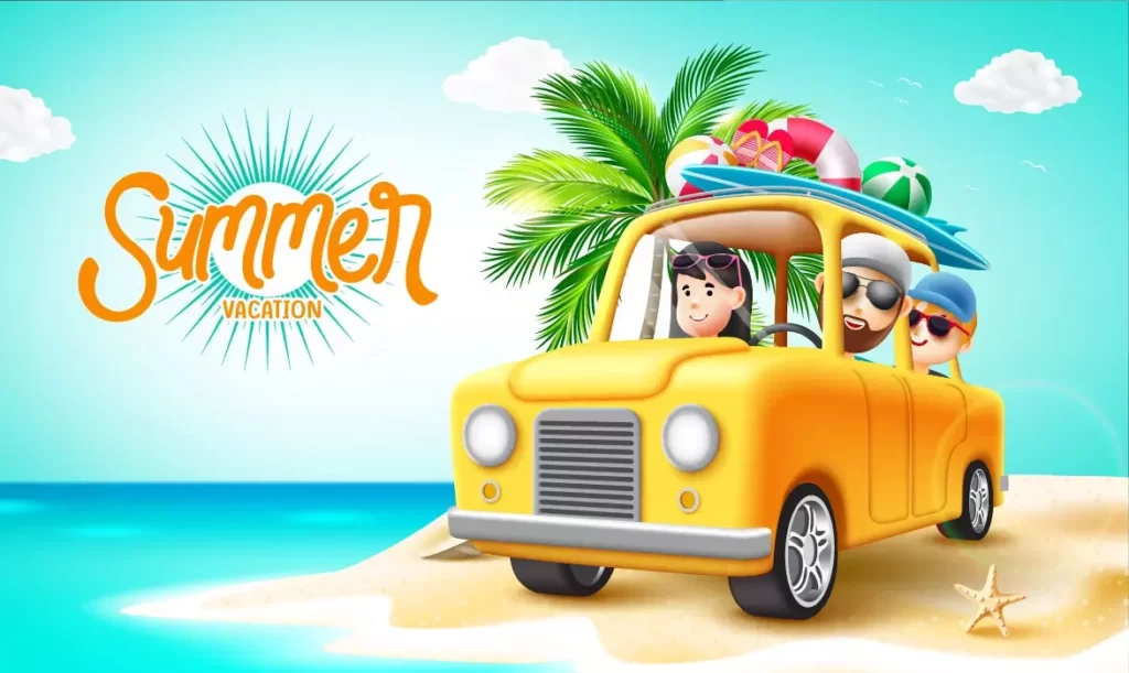 دانلود وکتور طراحی سه بعدی کارتونی گردش و تفریح