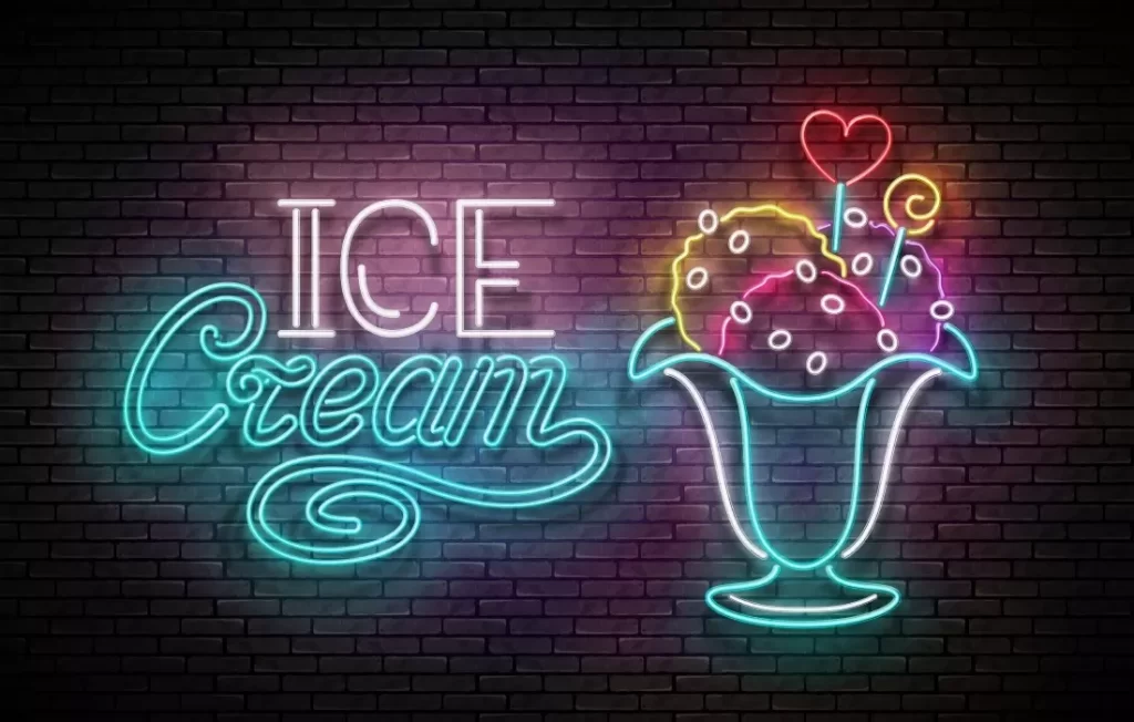 وکتور نئون بستنی واقع بینانه