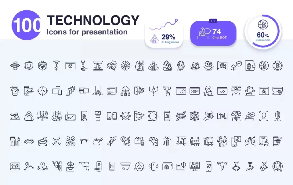 دانلود وکتور مجموعه آیکون تکنولوژی