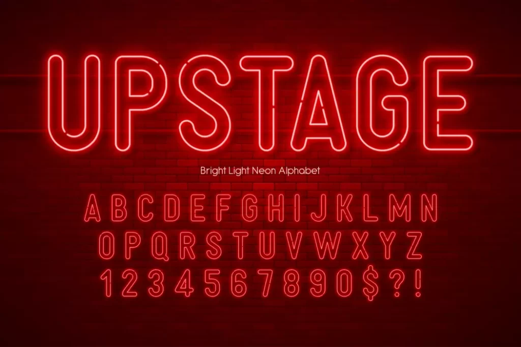 دانلود وکتور حروف الفبا انگلیسی و فونت سبک نئون