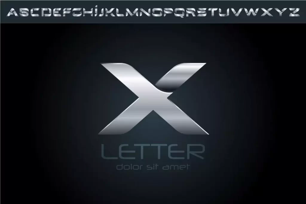 دانلود وکتور مجموعه حروف انگلیسی فلزی استیل