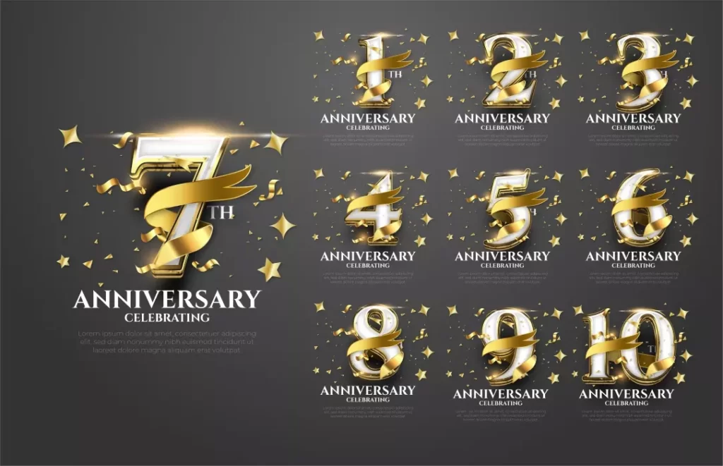 دانلود وکتور مجموعه اعداد سالگرد لوکس طلایی