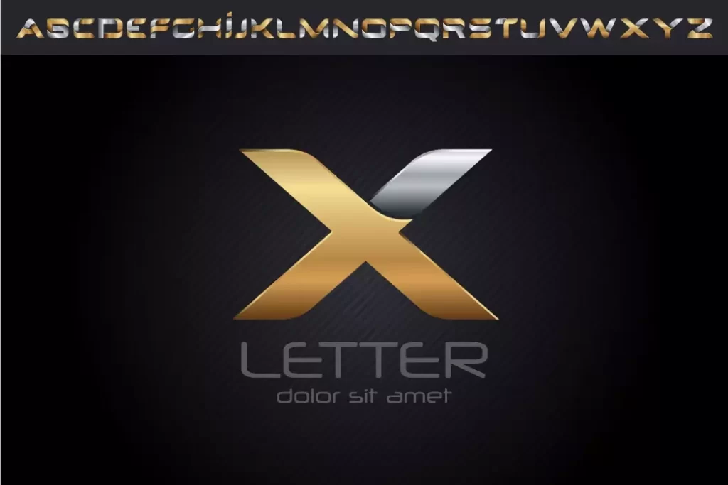 دانلود وکتور فونت و حروف الفبا انگلیسی طلایی فلزی