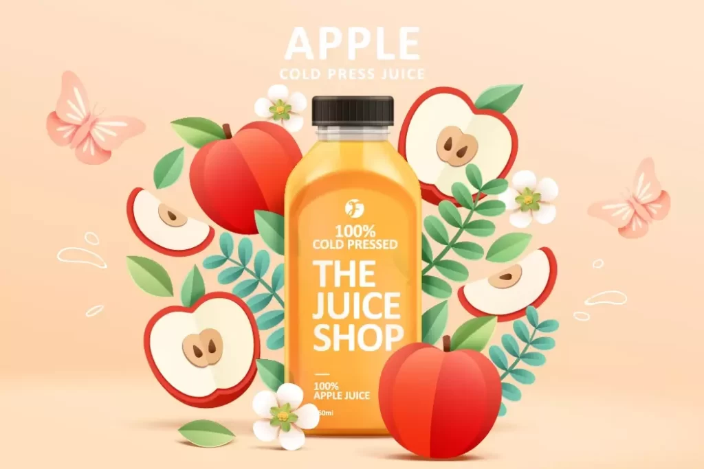 دانلود وکتور تبلیغاتی نوشیدنی سیب