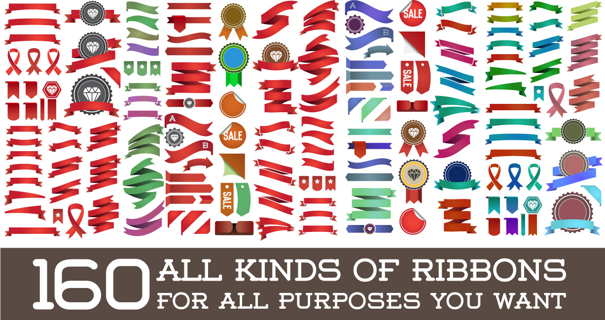 وکتور کلکسیون روبان های رنگارنگ