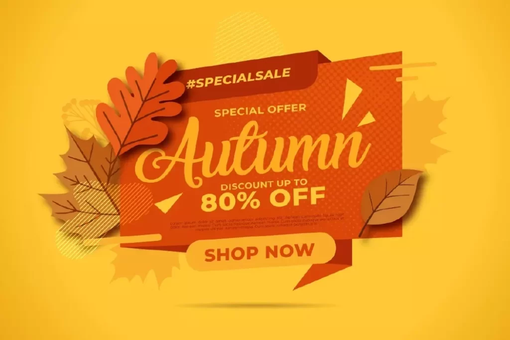 وکتور لیبل فروش فصل پاییز و جشنواره فروش