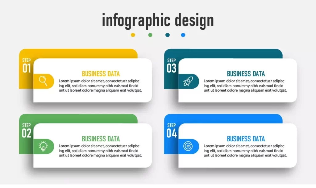 دانلود وکتور قالب اینفوگرافیک با چهار مرحله و گزینه