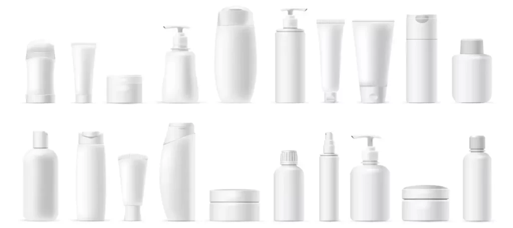 دانلود وکتور مجموعه سه بعدی بسته بندی لوازم آرایشی بهداشتی