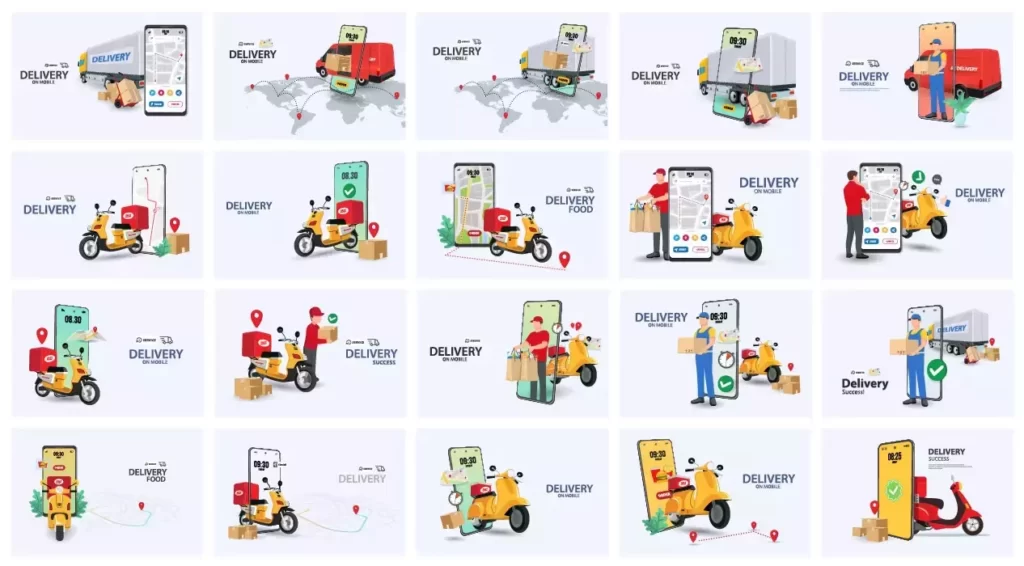 دانلود وکتور کلکسیون طراحی پیک و پست