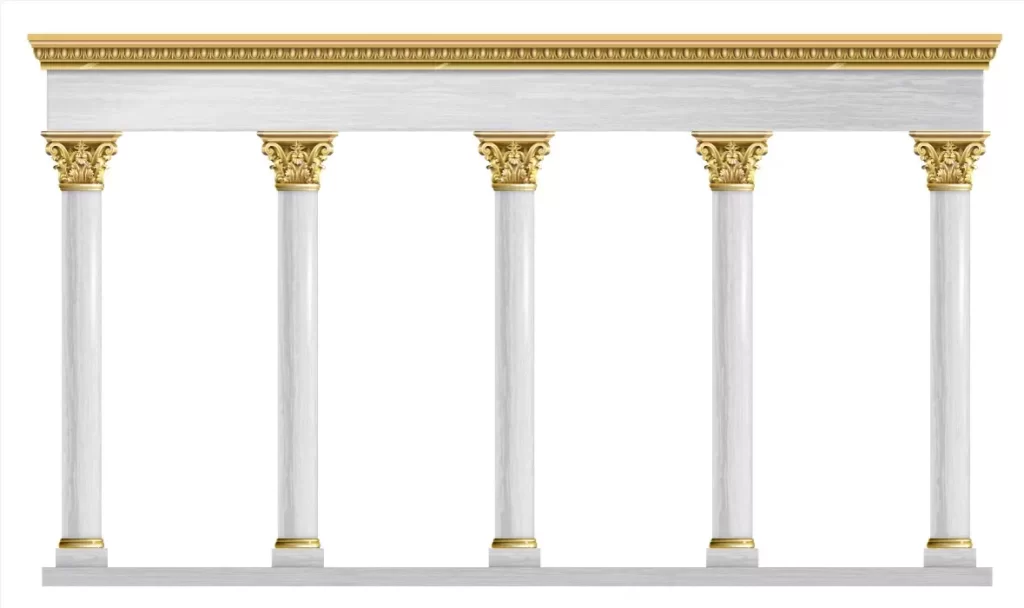 وکتور معماری و ساختمان و ستون سنگی طلایی