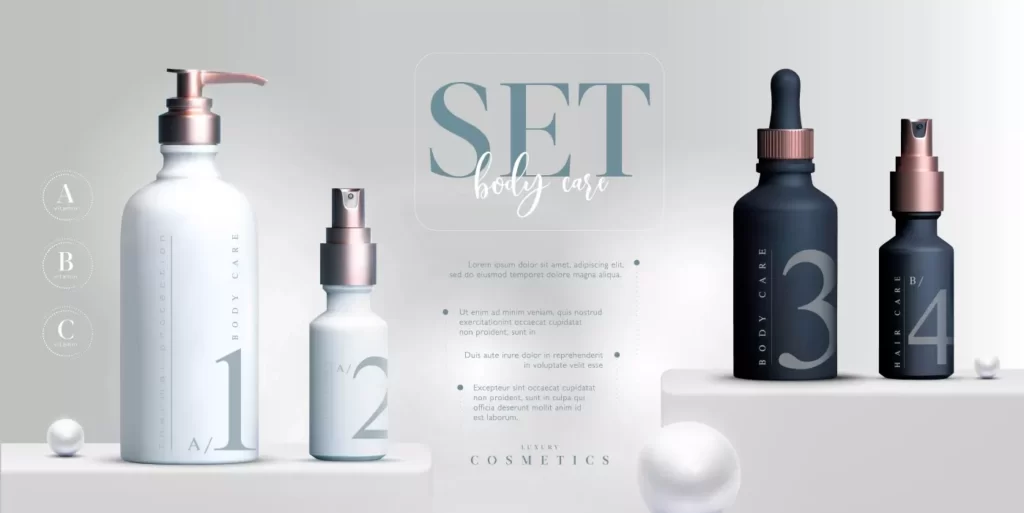 دانلود وکتور مجموعه تبلیغاتی لوازم آرایشی