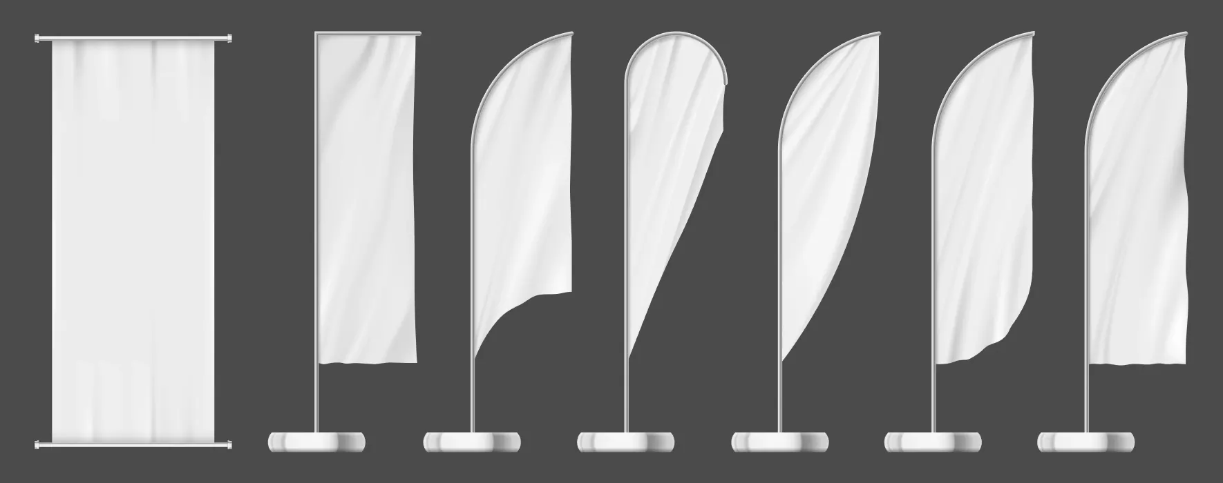 دانلود وکتور مجموعه پرچم های سفید تبلیغات شهری