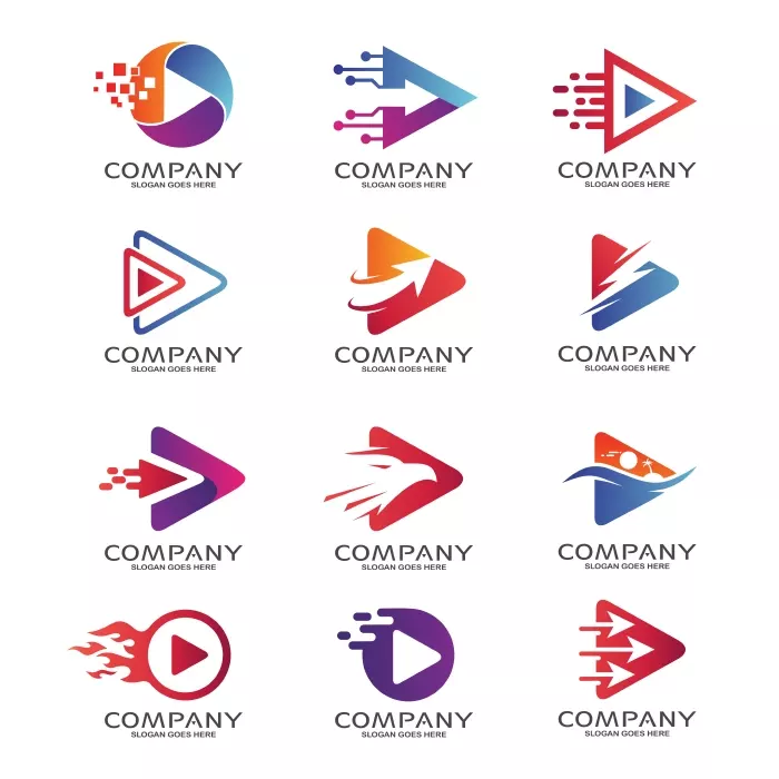 Poly colorful logo set vector