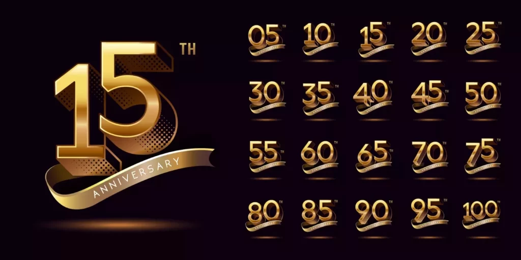 دانلود وکتور مجموعه اعداد طلایی لوکس سالگرد