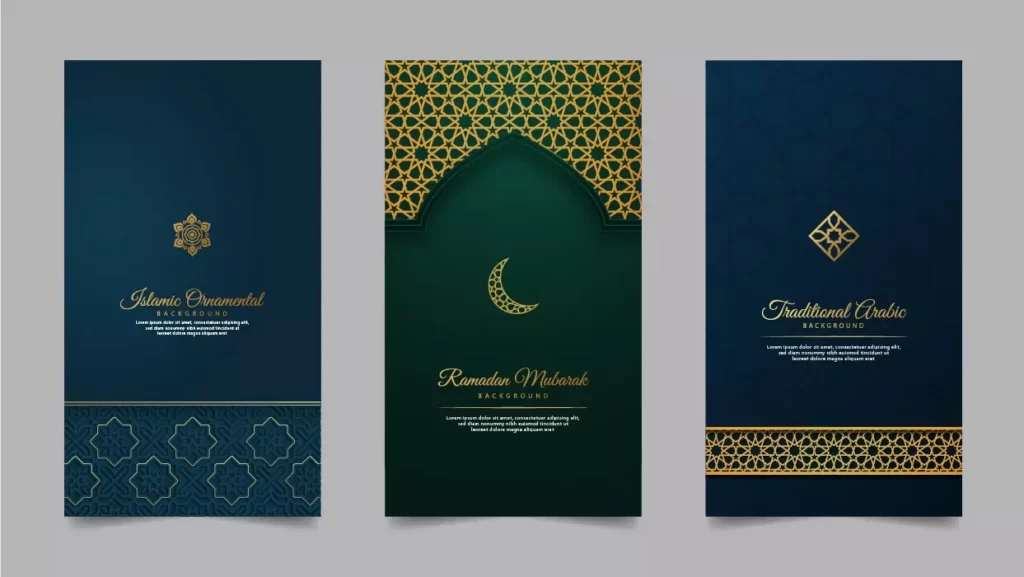 دانلود وکتور ست قالب سبک اسلامی ماه رمضان